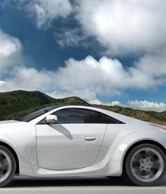White car on the open road