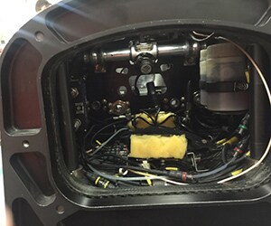 The radio in nose of car.