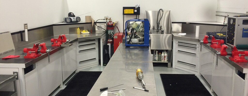 Inside the Formula E team's workspace.