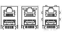 Modular Jack RJ45 stacked over USB-1775855-3
