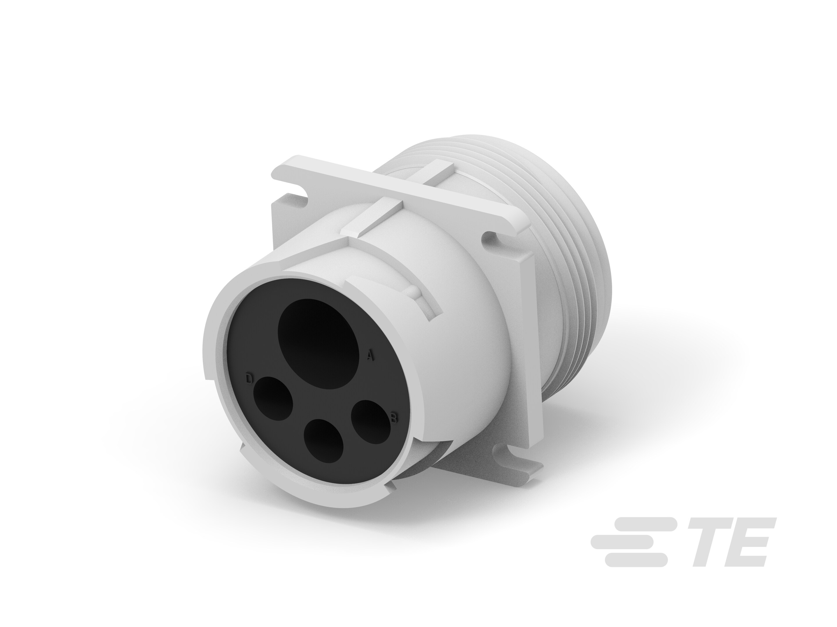REC, 4P, GRY, N, THRD,FLANGE,4/16-HD10-4-4P