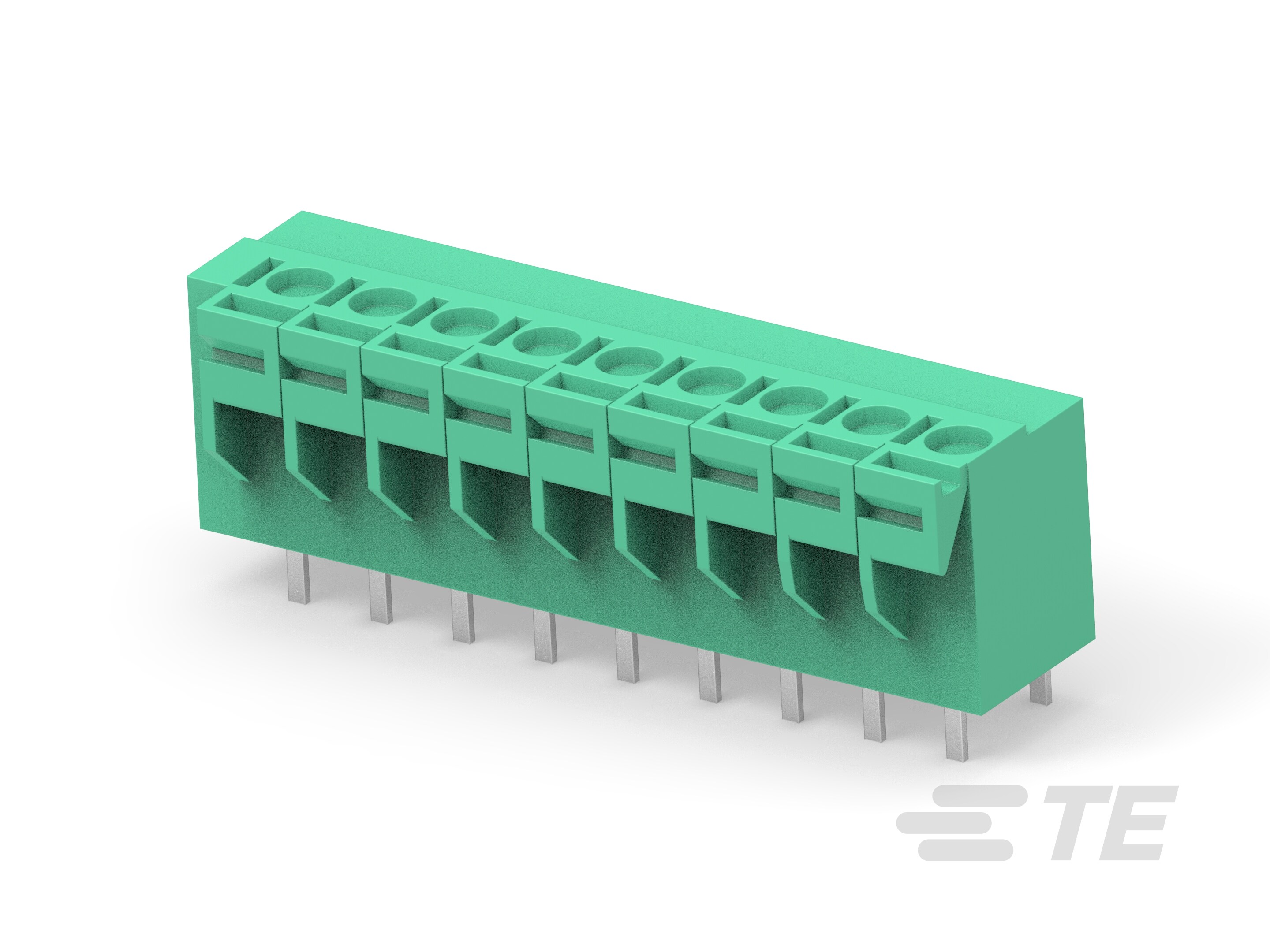 9P Spring TB, 180deg, VT,5mm, Green-1776259-9