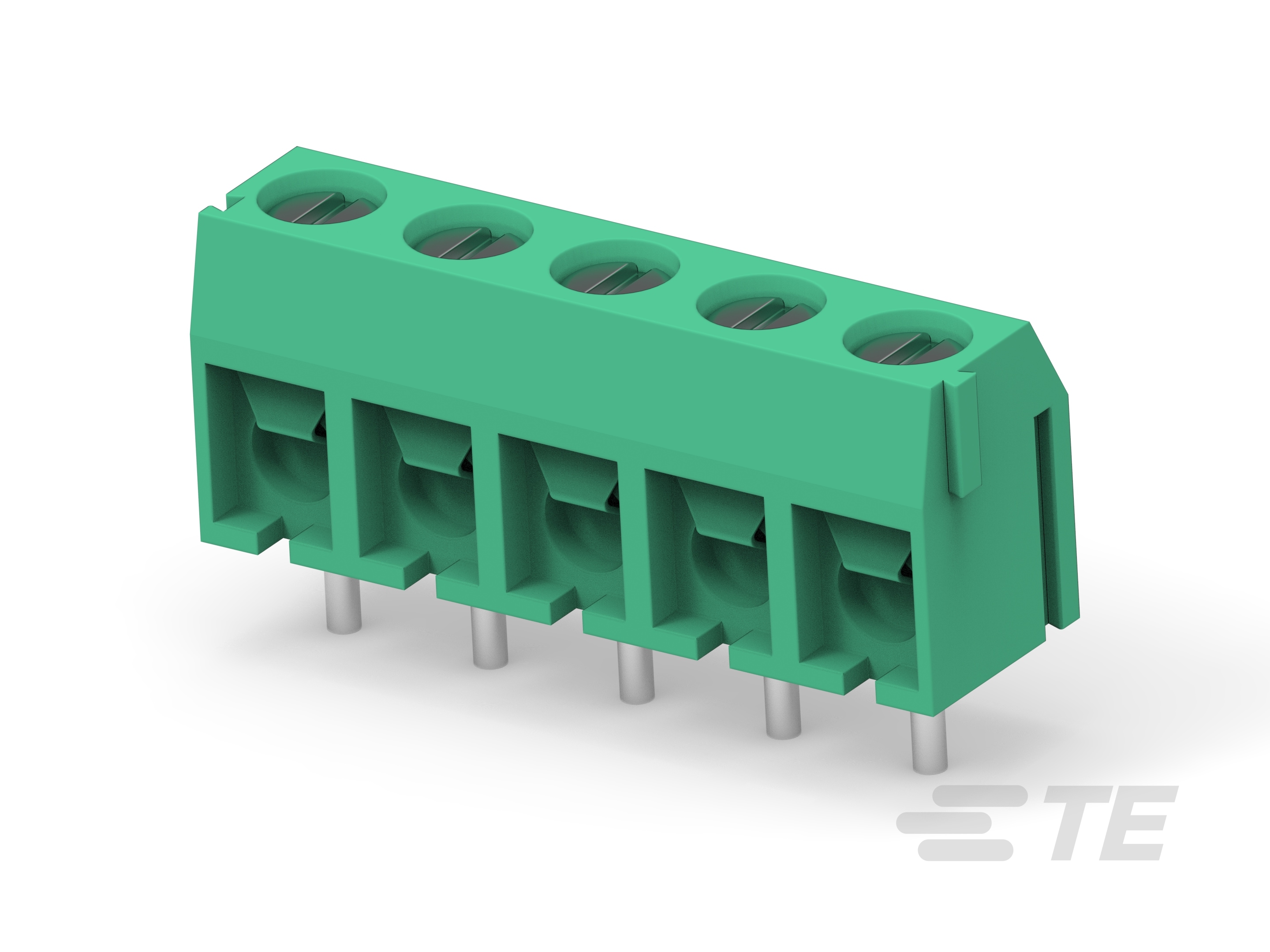 5P TB ,90deg, VT, 5mm,Green,w/interlock-1776266-5