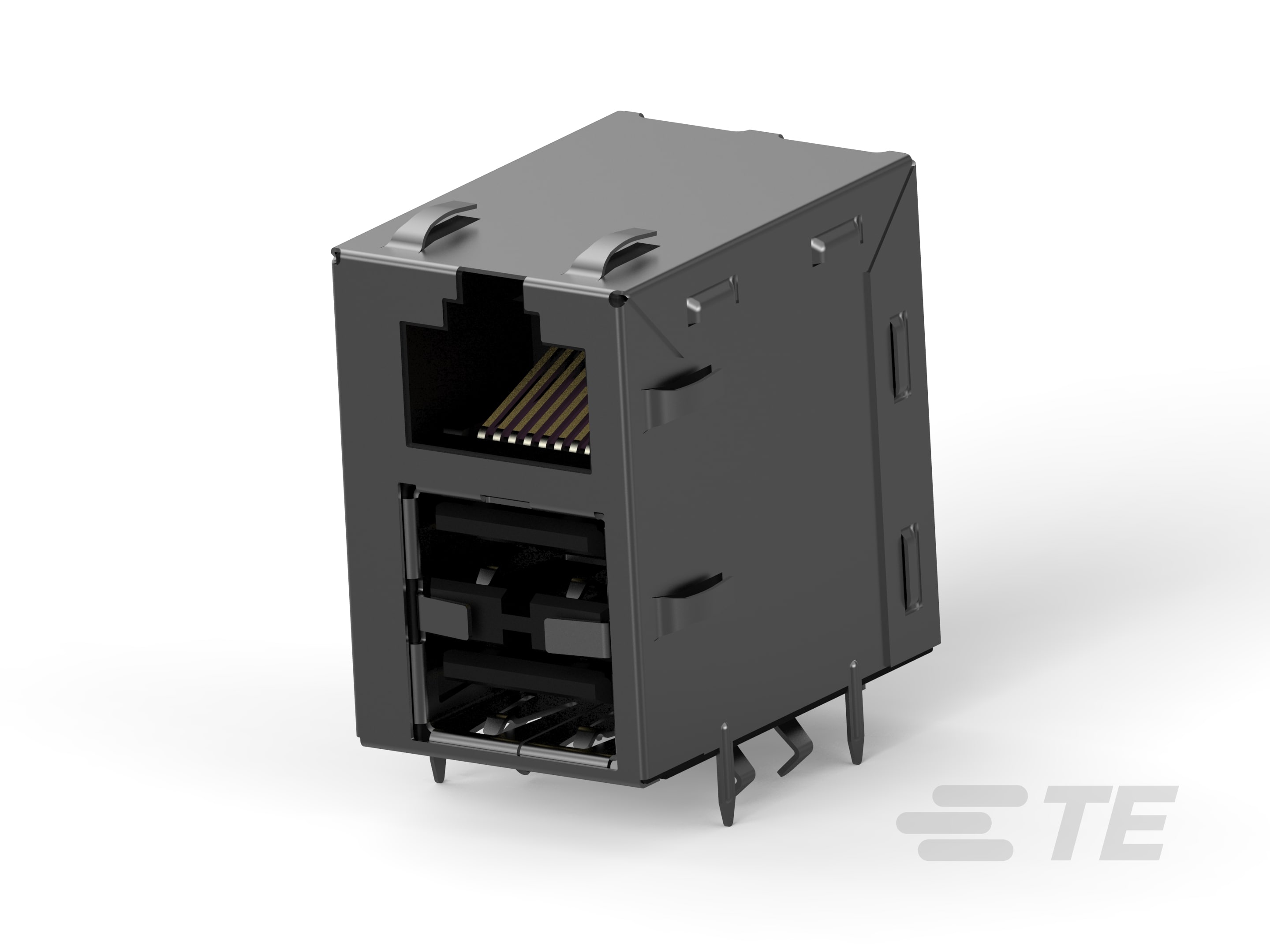 MJ,2X1RJ45+2USB,BLACK,NOLEDS-1888371-1