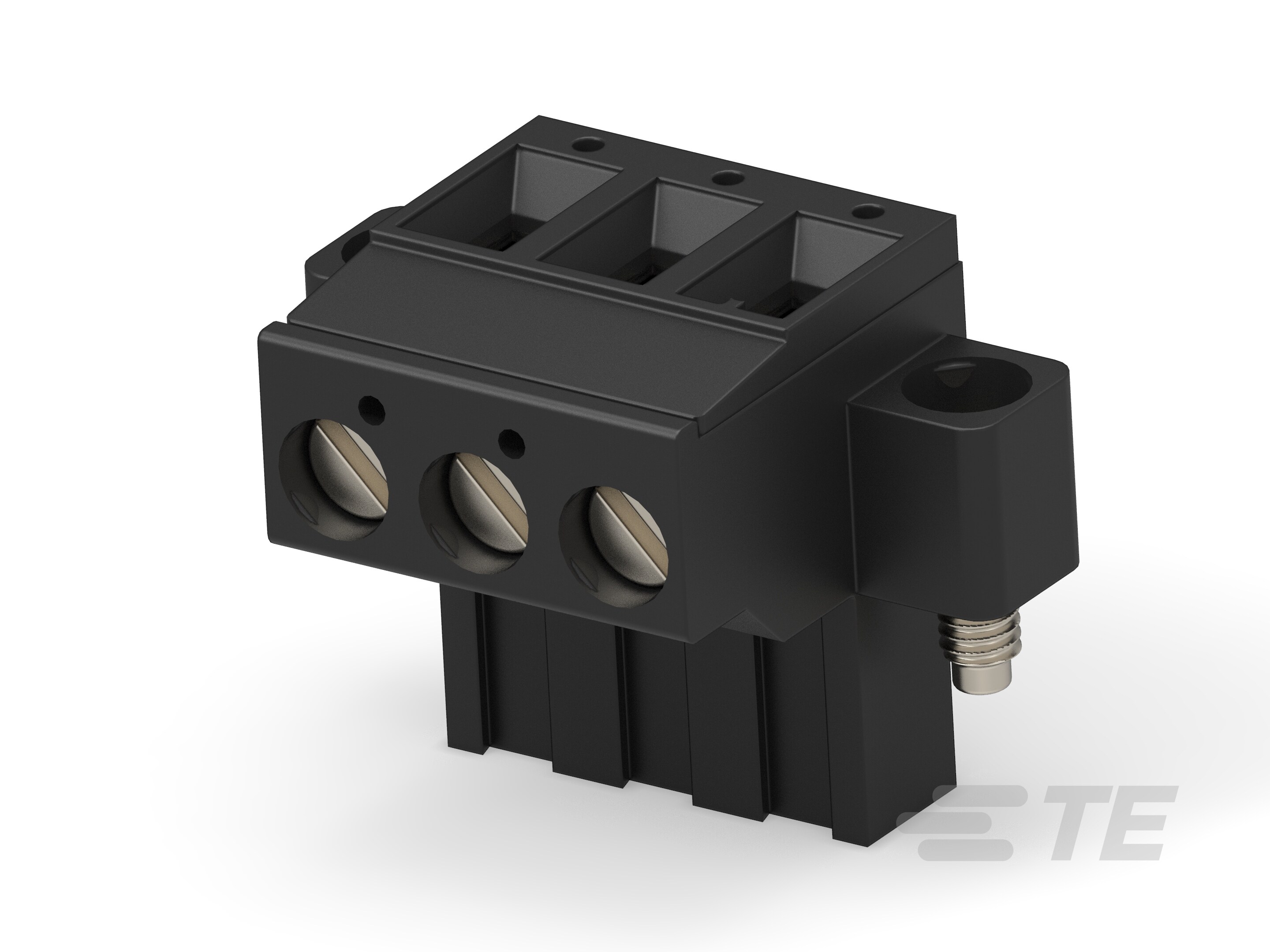 Blk Frt Style Plug w/Flanges 5.08 3 pos-1986744-3