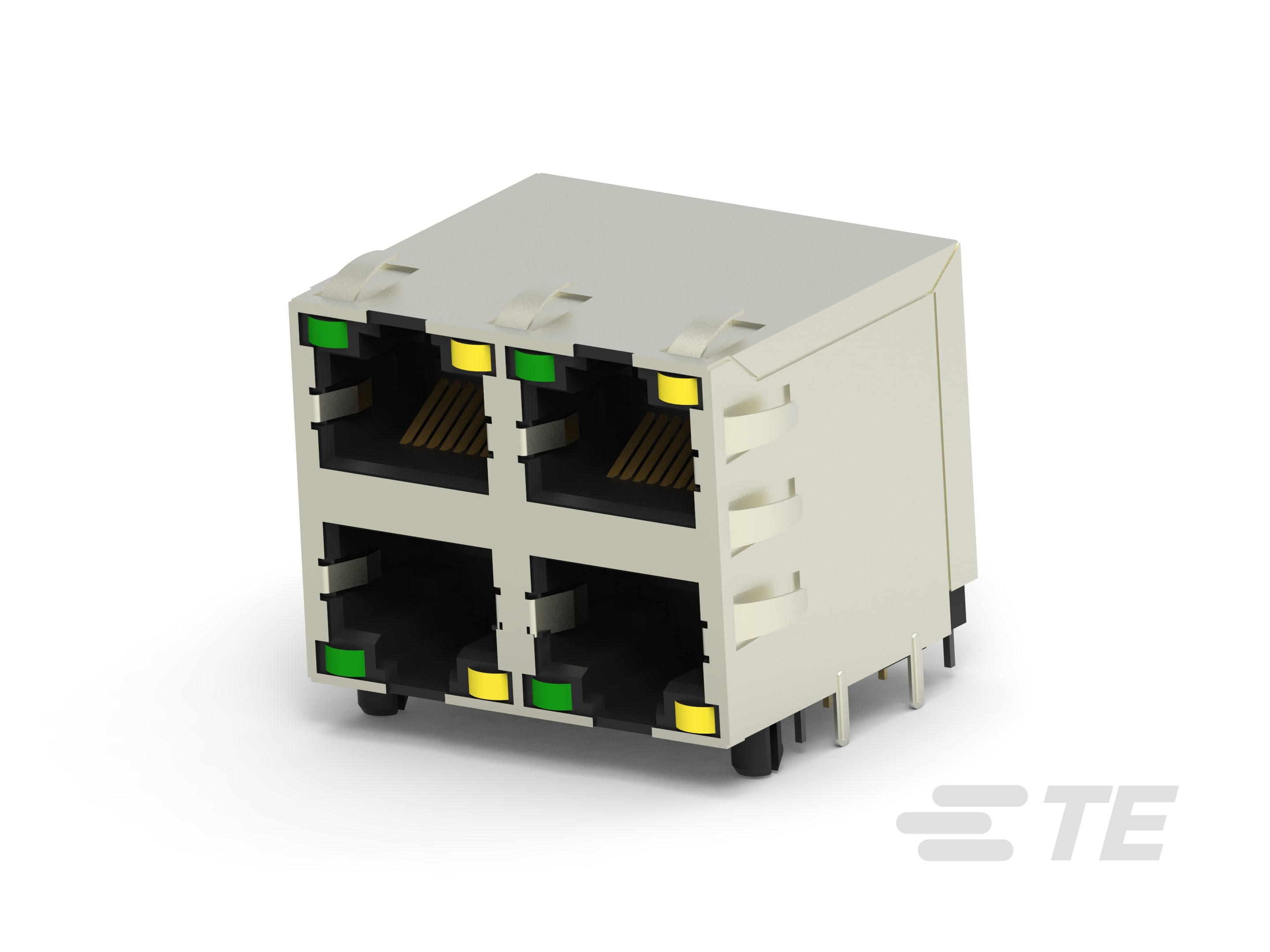 RJ45 W LED 2X2,30u'',DIP,H=25.4mm-2041376-2