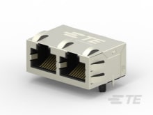 125VAC Magnetic RJ45 Jack Modular Ethernet Connectors Multi Port 1x2 Gold  Flash Tray