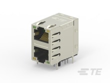 125VAC Magnetic RJ45 Jack Modular Ethernet Connectors Multi Port 1x2 Gold  Flash Tray