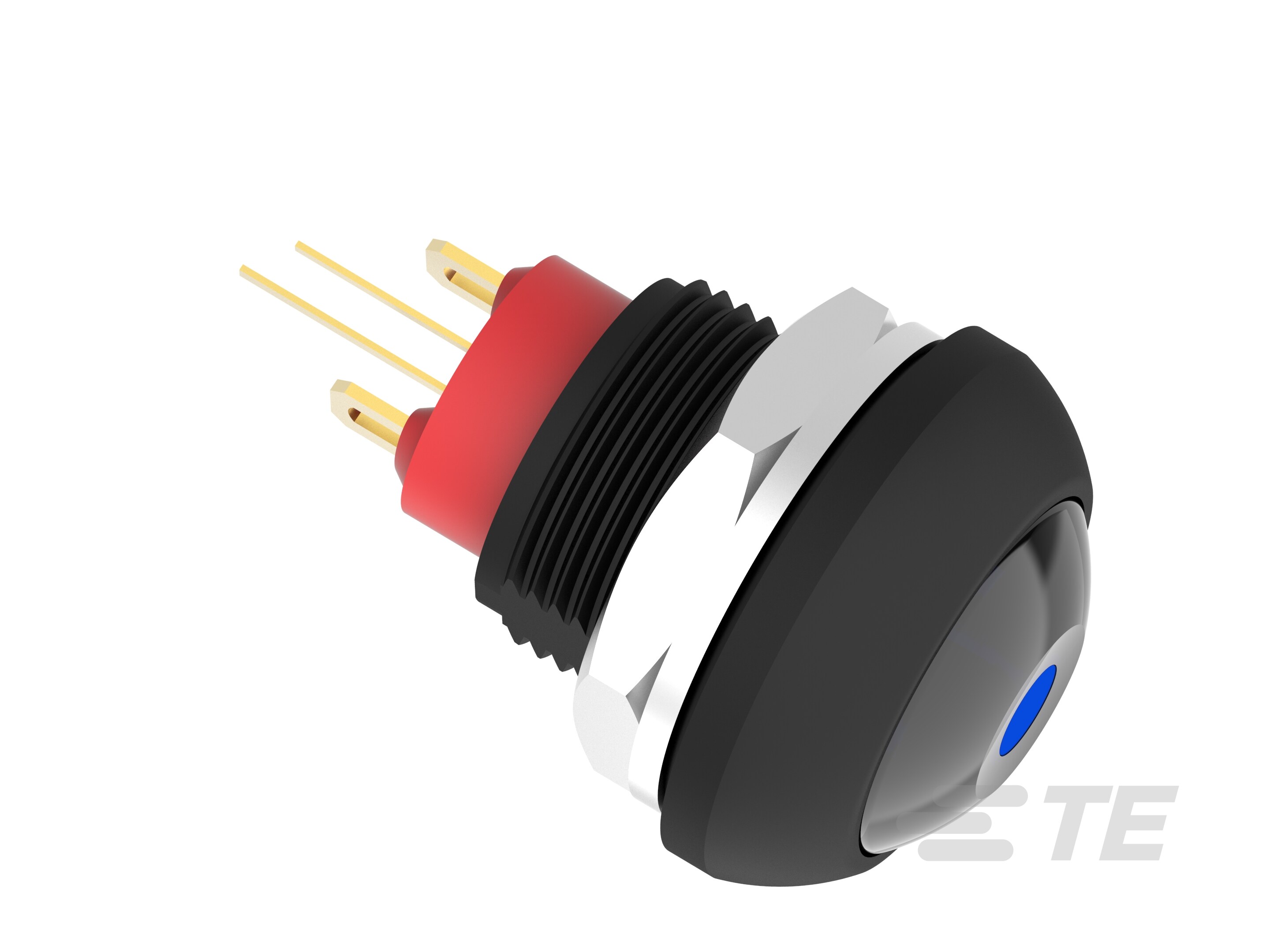 PB OFF/ON FC BLK M1 TERM BLU LED IP68-2329387-5