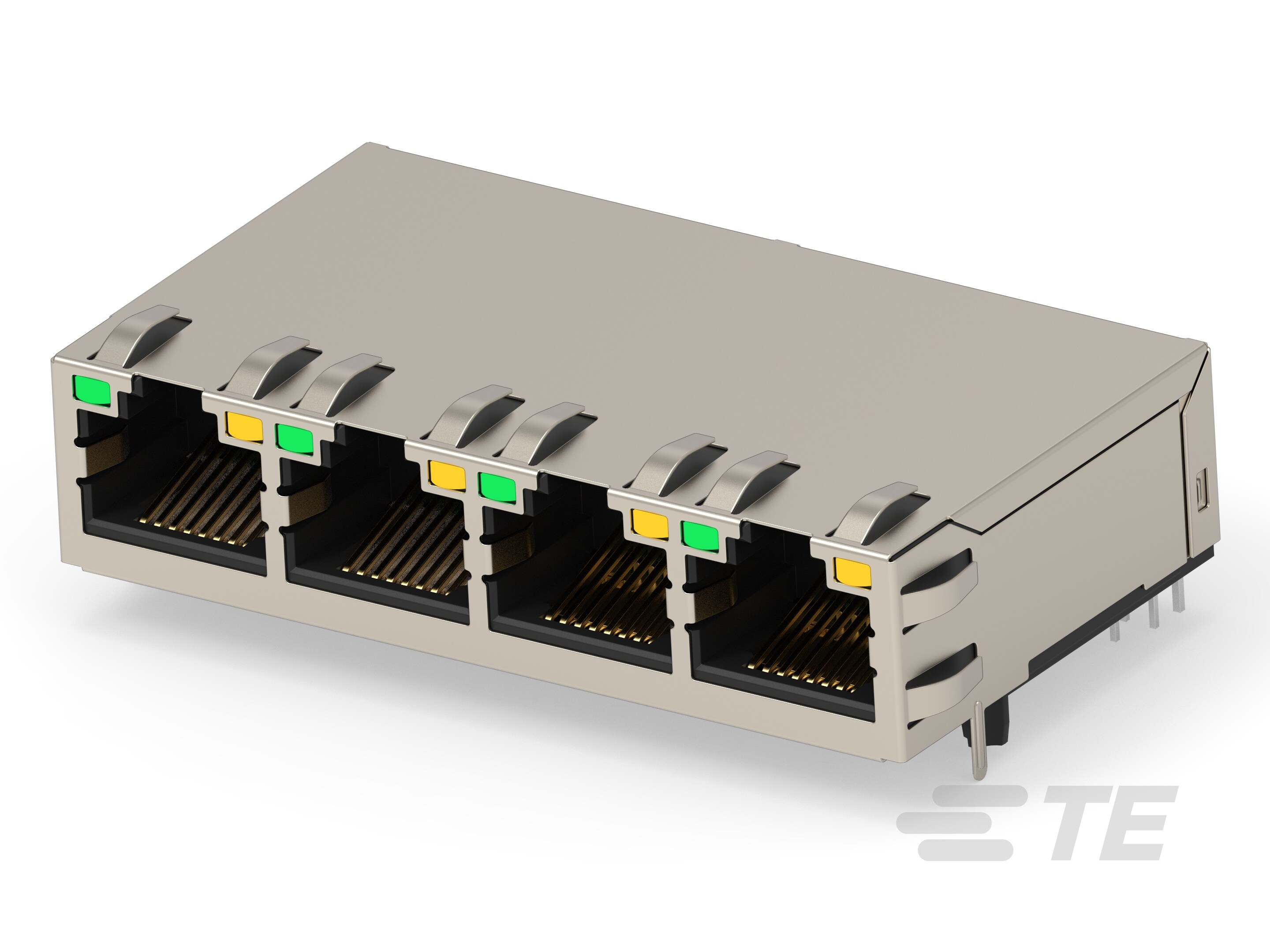 RJ45 W/MAGNET 1X4 2.5G LED PLATING  T 6-2496694-4