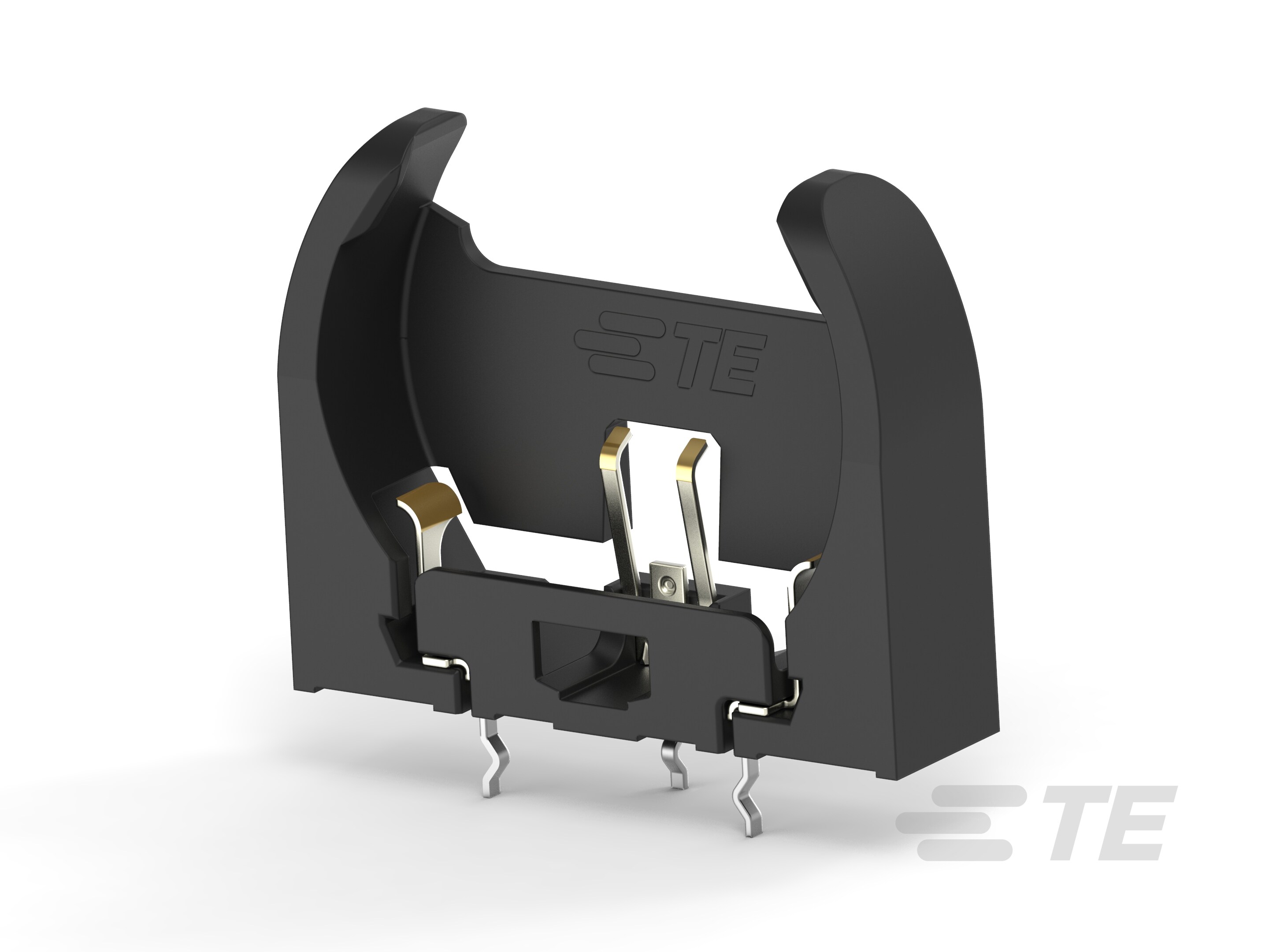 BATTERY HOLDER, 3.2MM, BLK,low profile-2-1775485-4