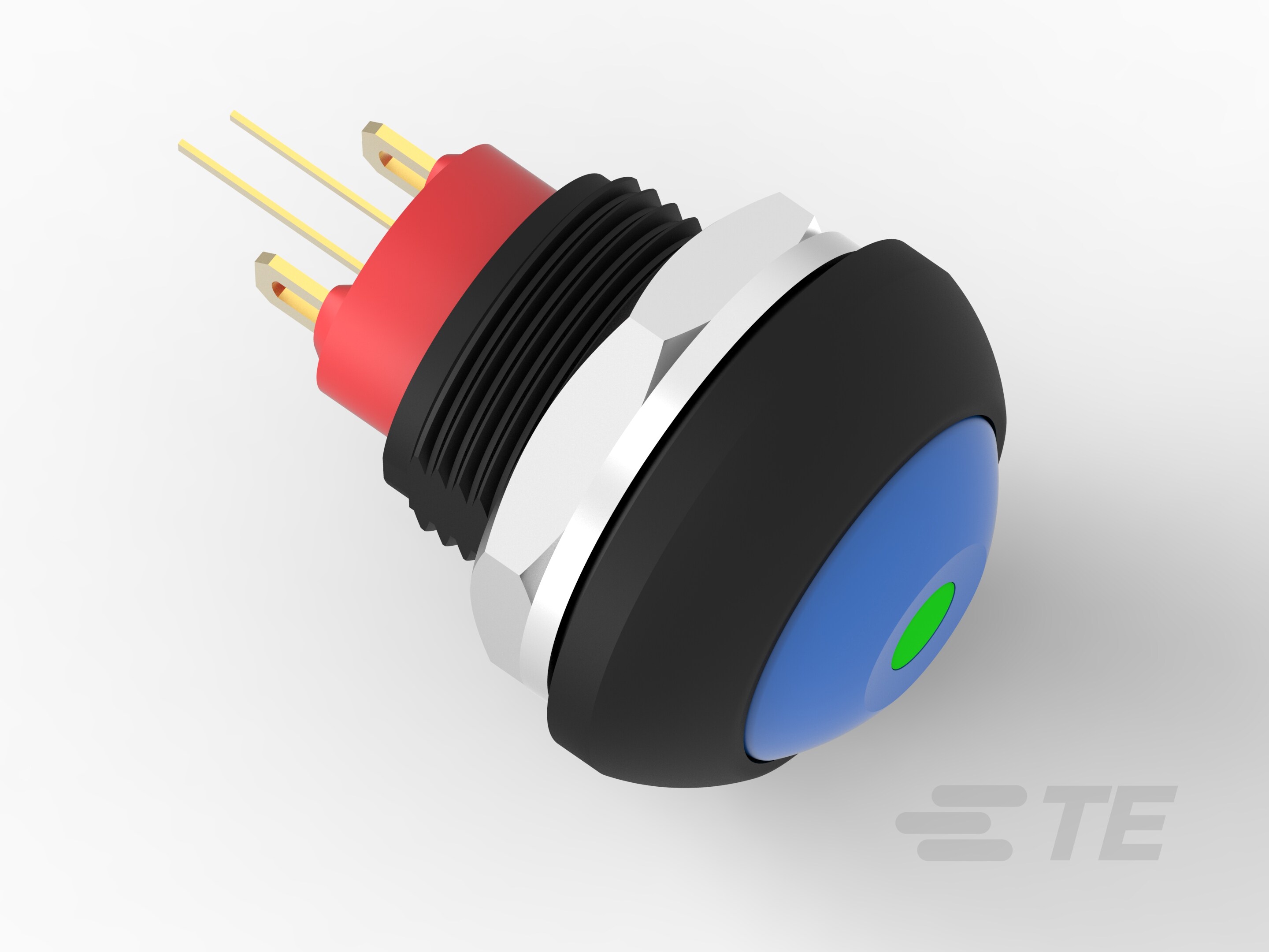 PB OFF/ON FC BLU M1 TERM GRE LED IP68-2-2329387-4