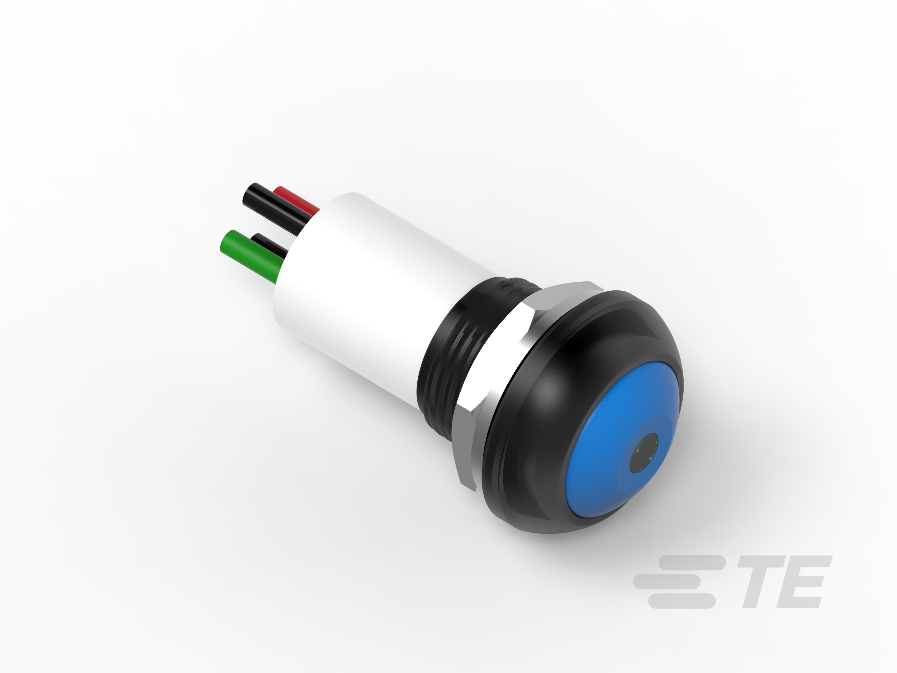PB OFF/ON FC BLU M1 TERM GRE LED IP68 50-2-2329388-4