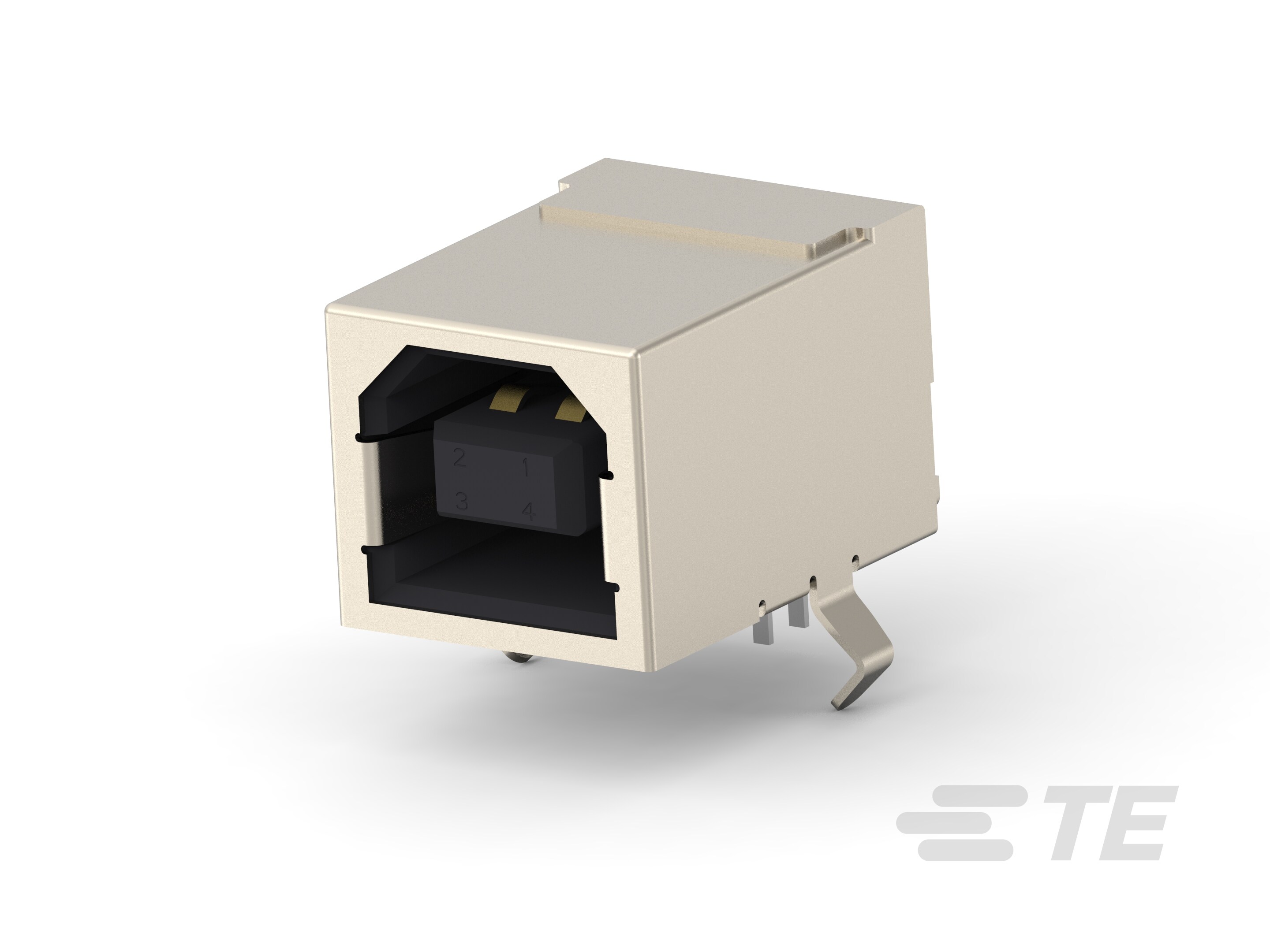USB CONN., B,4P, R/A,W/ SHELL, NATURAL-4-1734376-8
