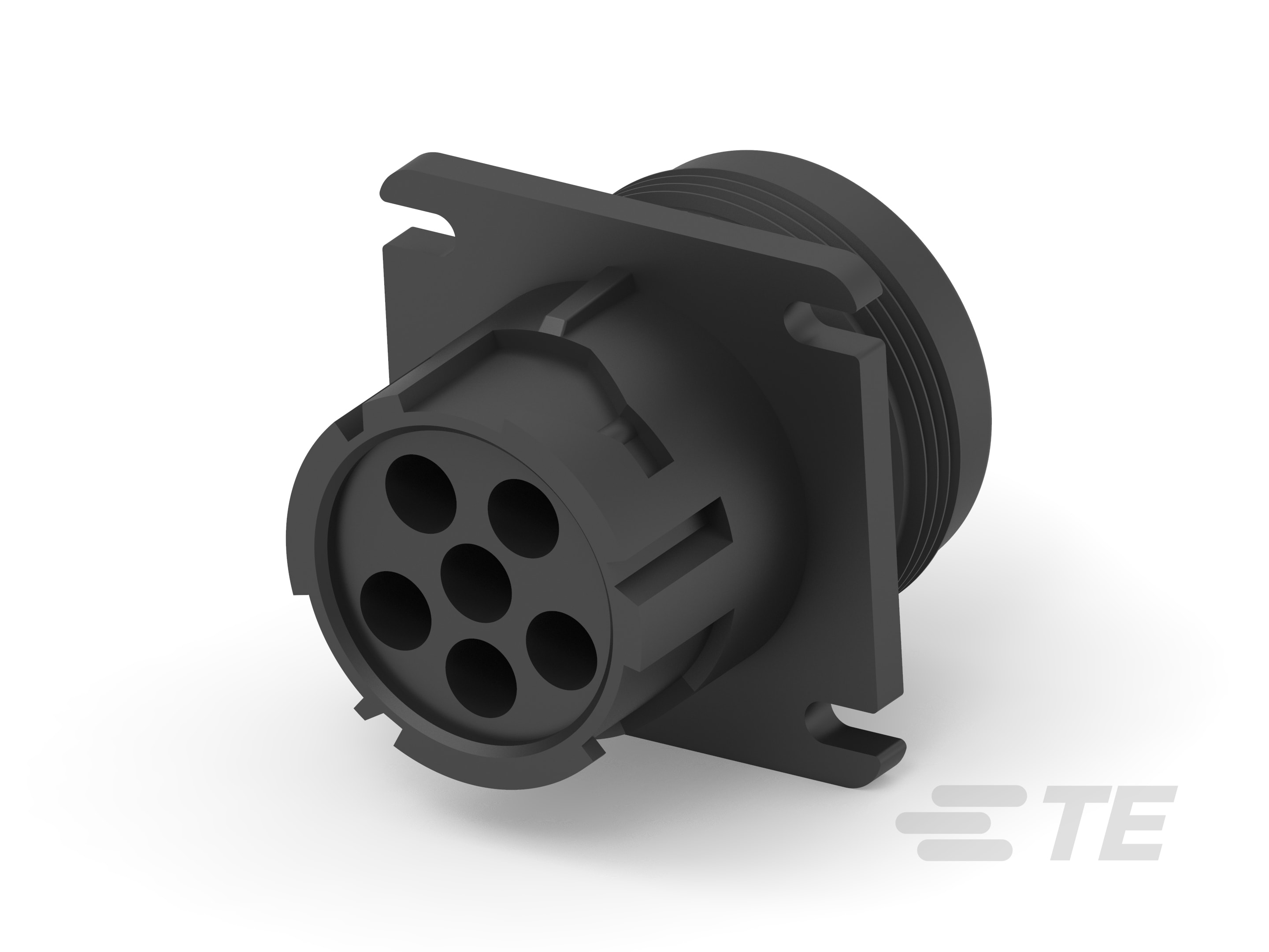 REC, 6P, BLK, N, THRD, FLANGE, 12-HD10-6-12P-E004