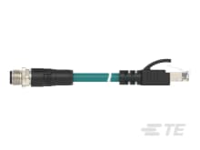 M12 D-code 4pin Male to RJ45 Cable Assembly, Cat5e TPE 24AWG