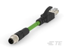 M12 D-code 4pin Male to RJ45 Cable Assembly, Cat5e PVC 22AWG