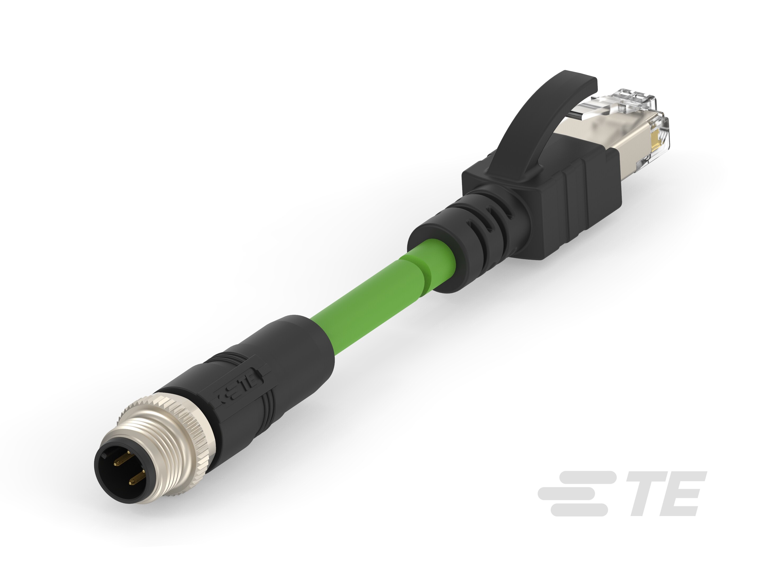 M12 D-code 4pin Male to RJ45 Cable Assembly, Cat5e PVC 22AWG Shielded-CAT-SI113-M1E