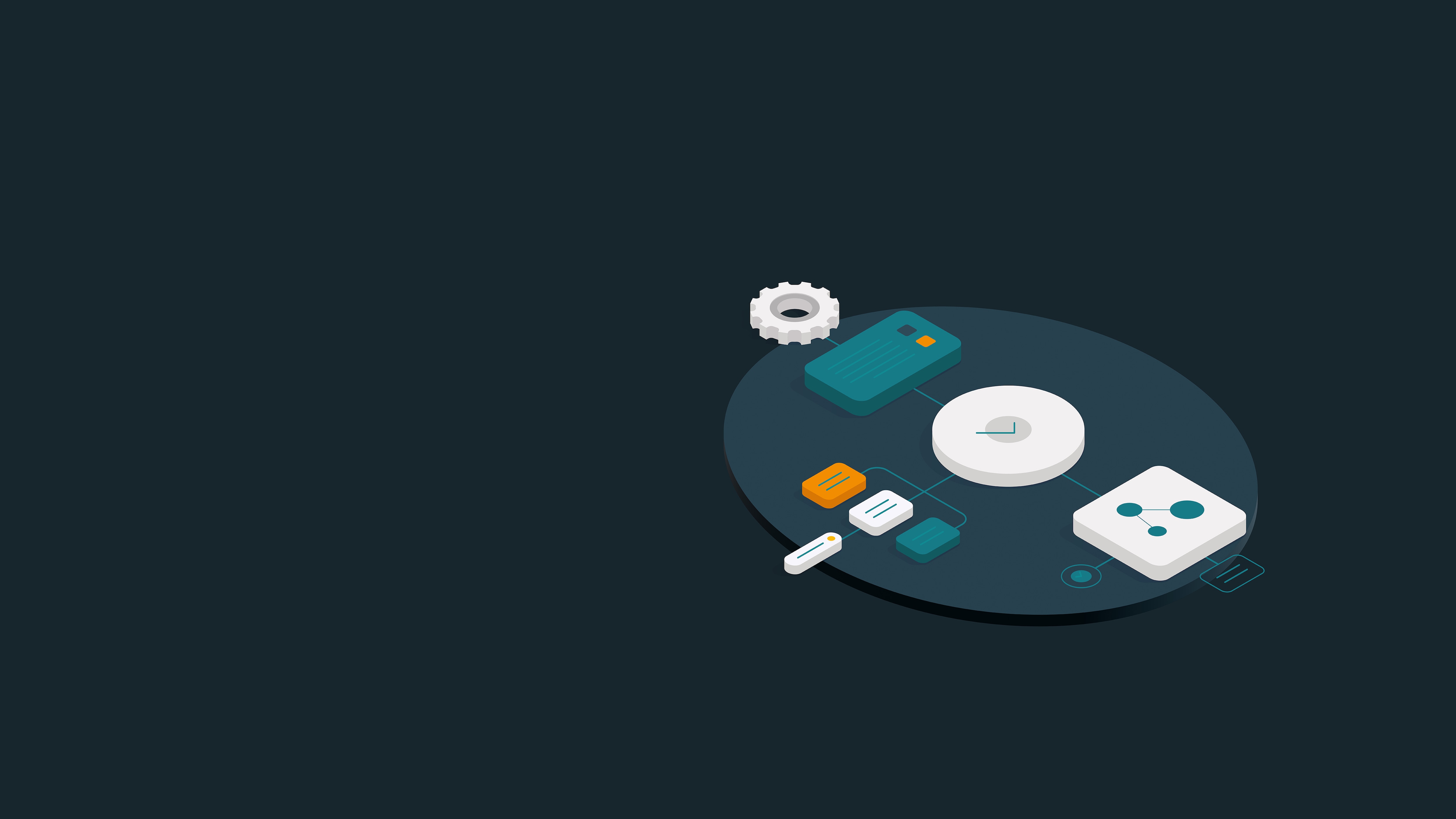 Illustration depicts circuit board with an analog clock including a timeline for technology adoption.