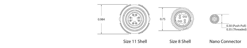 Small circular connectors support high-speed connectivity.