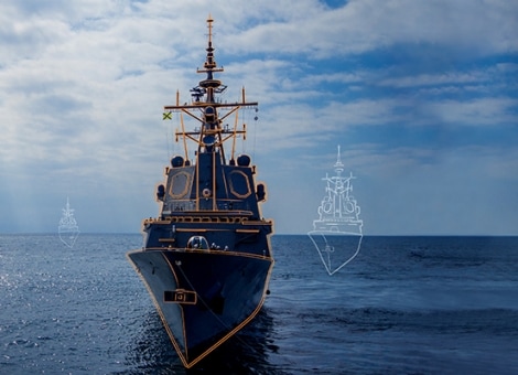 Navy Ship in Sea