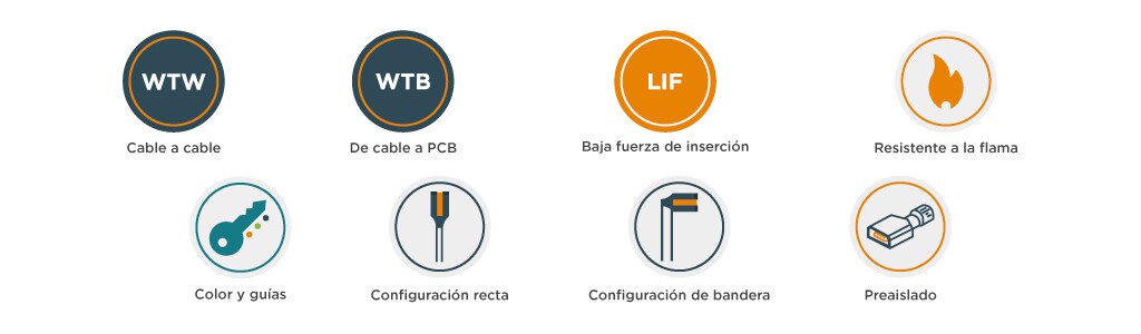conectores, mangas de aislamiento y clemas