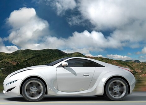 White car on the open road