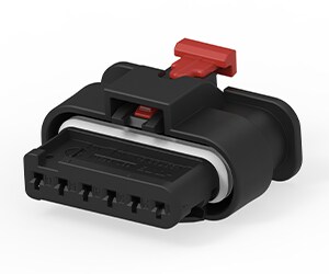 Connecteur Série MCON 1.2 – 6 Positions, Pas 4 Mm, Port Femelle – Polyamide Noir, IP6K9K, Température -40°C à +130°C – Pour Applications Industrielles, électroniques