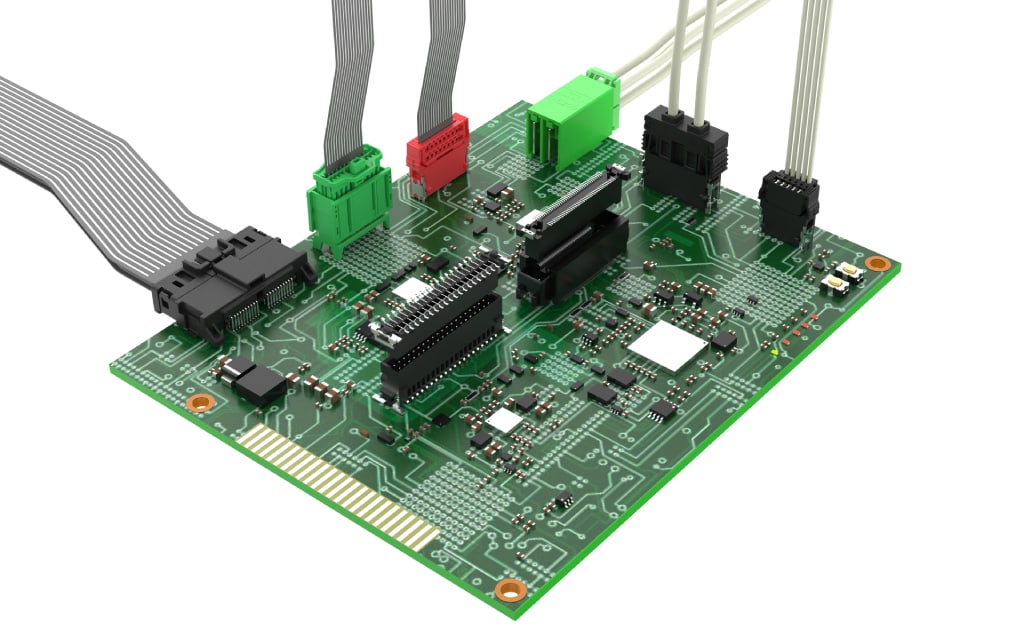 PCB with TE connectors