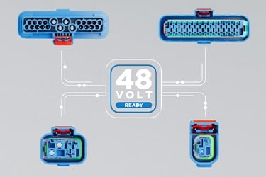 Helping OEMs navigate the complex challenges of the automotive market as new powertrains and electronics require significantly higher power and voltage with a specialized portfolio of 48V LVCS connectors.