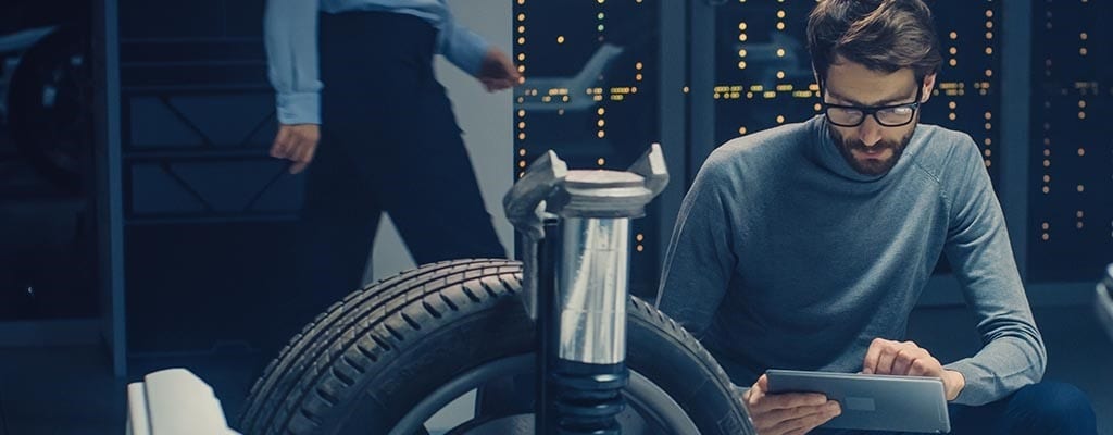 Automotive engineer in the research laboratory.