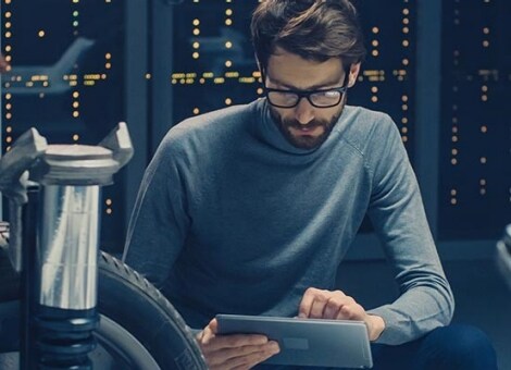 Automotive engineer in the research laboratory.