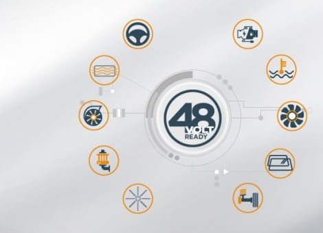 Profilzeichen aus Gras mit 48 V-Logo