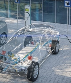 Electric vehicle driving on road