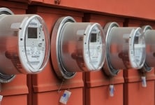 Row of orange smart meters