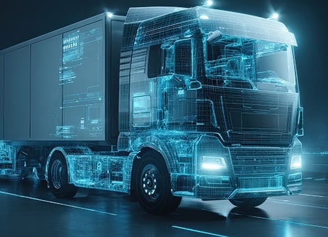 Rendering of systems in an autonomous truck.