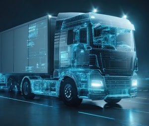 Representación de los sistemas de un camión autónomo.