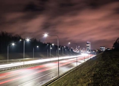 Street lights in a city