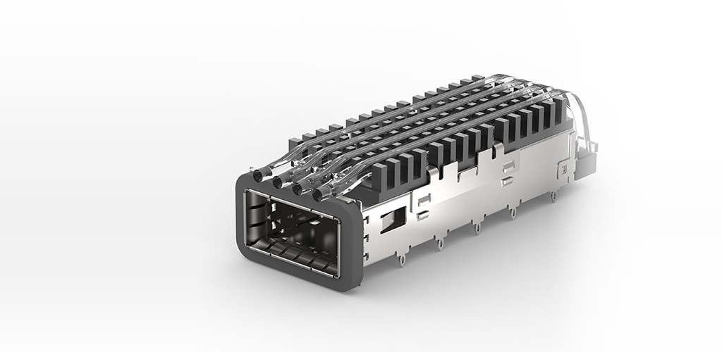 Chassi zQSFP+ com tubos de luz