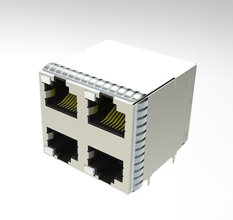 Cat5e 2x2 Stacked RJ45 Connector | TE Connectivity