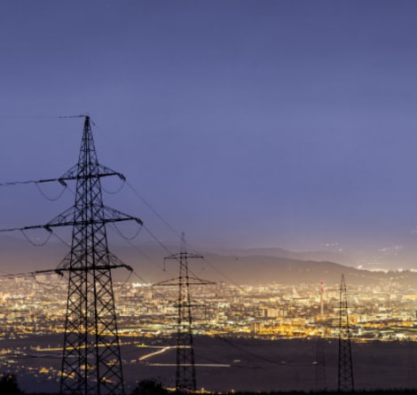 Illuminated city at night