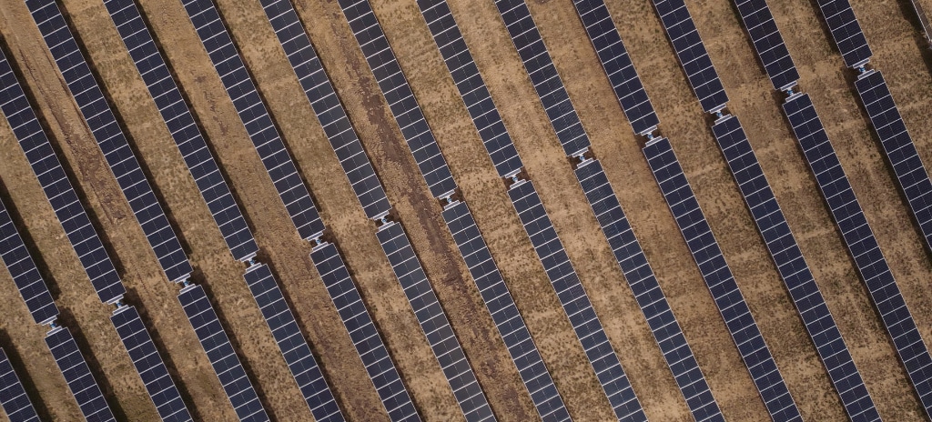 Solar panel and man