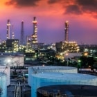 oil refinery by night