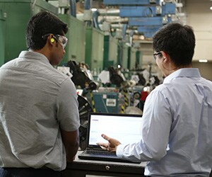Workers on a plant