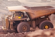 mining truck in dusty environment