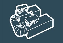 Illustration of pumps and valves used for industrial climate control.  