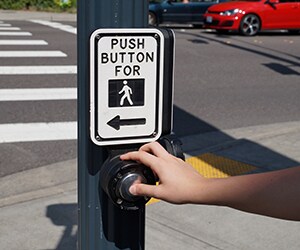 anti-vandal switch on a crosswalk light