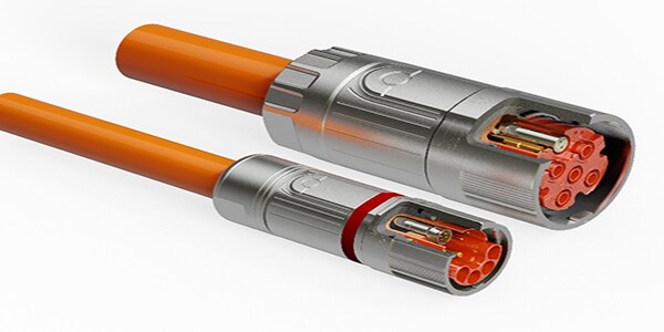Example of a cable assembly based on a TE Connectivity/Intercontec metric hybrid connector