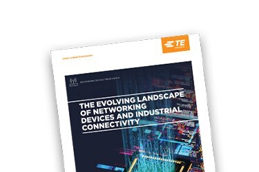 Front cover of TE Connectivity’s trend paper with the title “The Evolving Landscape of Networking Devices and Industrial Connectivity