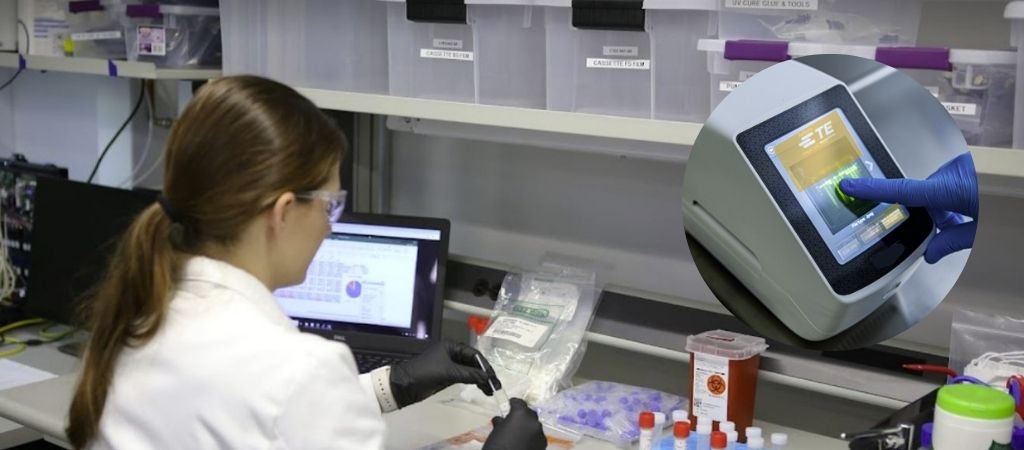 Illustration comparing typical molecular test lab process to faster POCT process